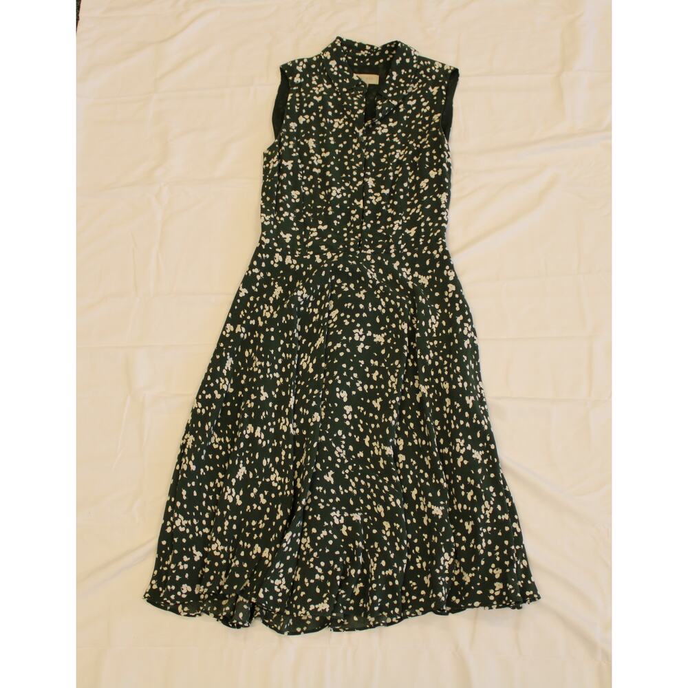 HOBBS London Belinda Contemporary Petal Print Fit & Flare Dress Green Size 4 - Picture 7 of 10